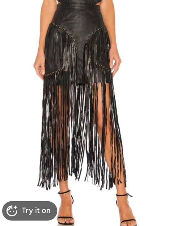Understated Leather Dresses & Skirts - Searching!!!NOT FOR SALE - ISO - Understated Leather Motive Black Fringe Skirt M